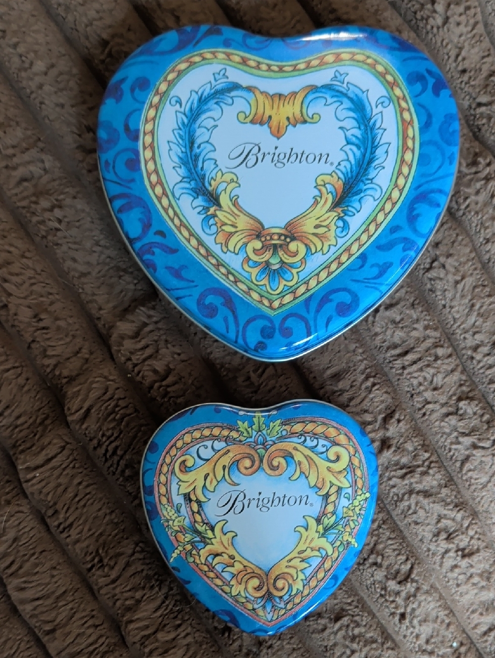 Brighton Blue Heart Decorative Tins - Set of 2